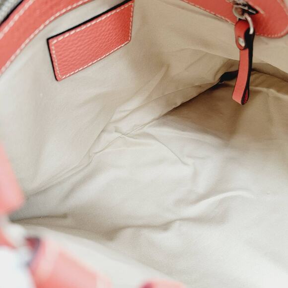 Made In Italy Pebble Grain Leather Orange Adjustable Crossbody Zip Handbag - Picture 9 of 12